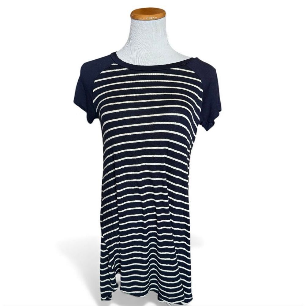 Womens 5th & Love Striped Navy Blue Striped Shirt Dress - Sz M